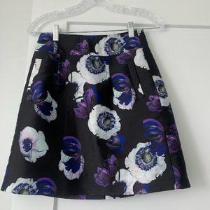 NEW J. Crew Violet Poppy Floral Flower Print Pattern Mini. Midi Skirt Silk 00